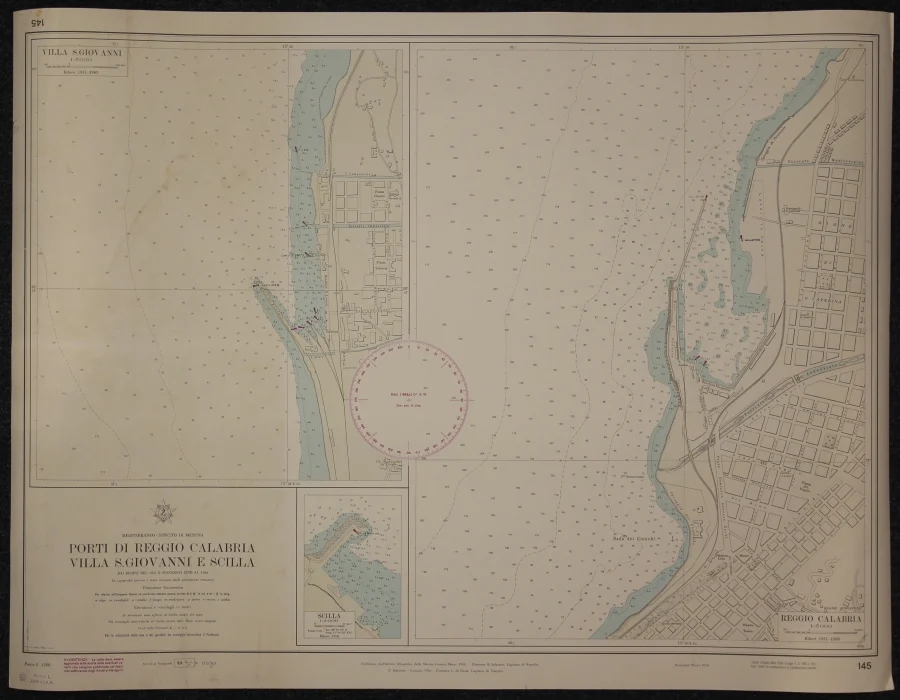 porti di reggio calabria, villa s. giovanni e scilla n. 145 (1974) - Carte nautiche, da pesca…