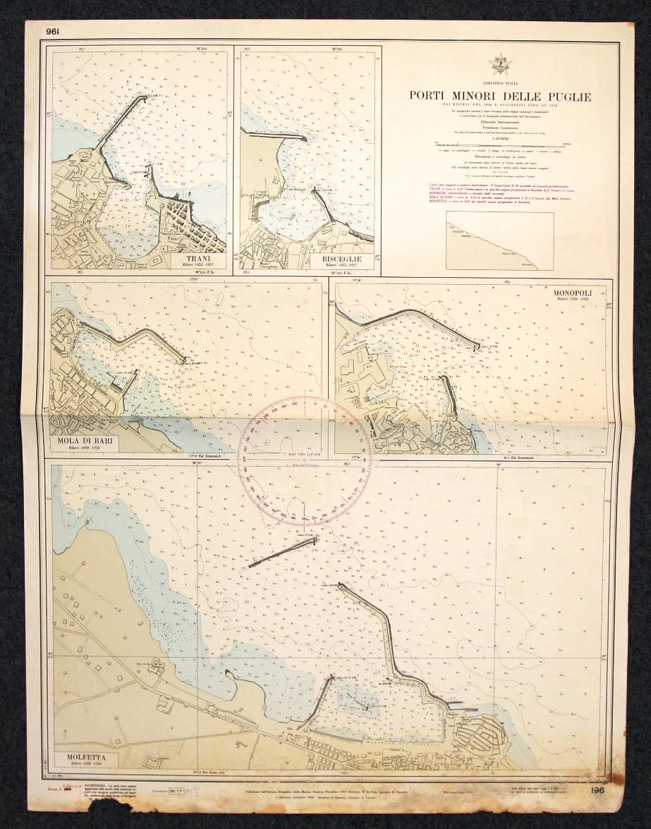 porti minori delle puglie n. 196 (1971) - Carte nautiche, da pesca…