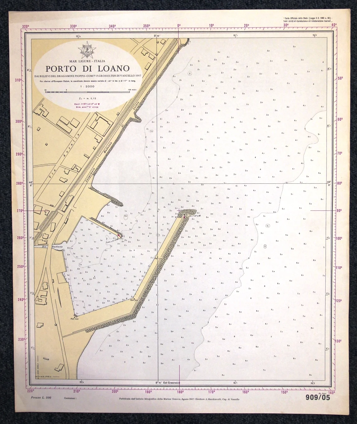 porto di loano n. 909/05 (1969) - Carte nautiche, da pesca…