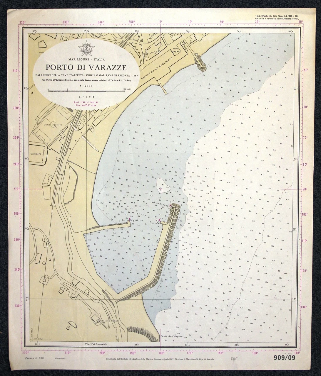 porto di varazze n. 909/09 (1968) - Carte nautiche, da pesca…