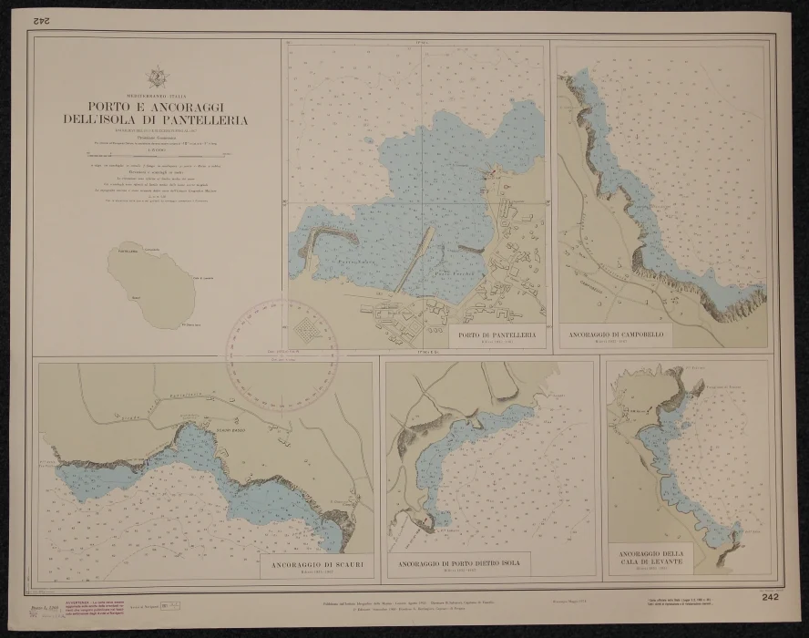 porto e ancoraggi dell’isola di pantelleria n. 242 (1974) - Carte nautiche, da pesca…