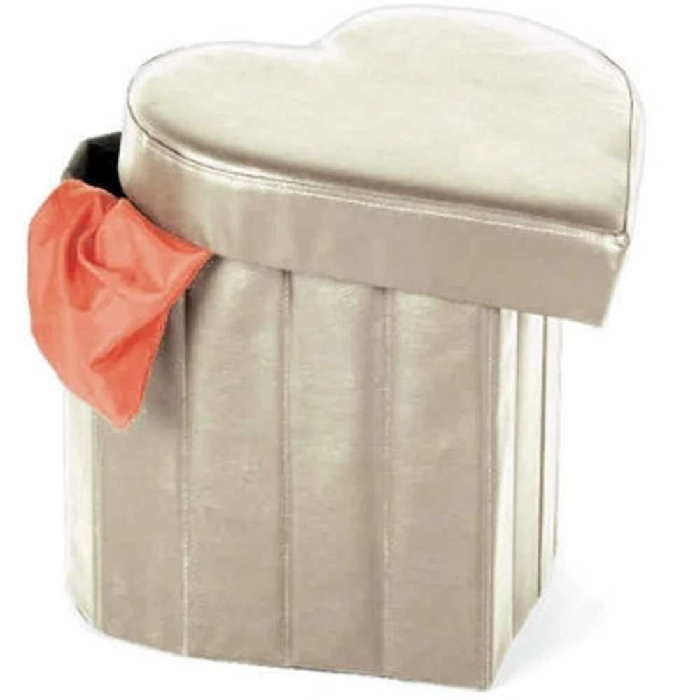 POUF SCATOLA PORTAOGGETTI PUFF POGGIAPIEDI A FORMA DI CUORE IN ECOPELLE COLORE - TrAdE Shop Traesio