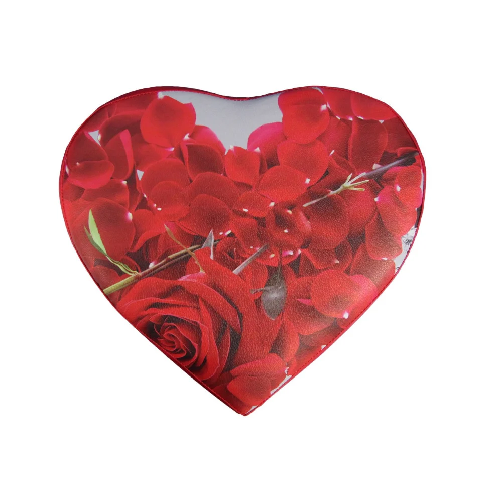 POUF SCATOLA PORTAOGGETTI PUFF POGGIAPIEDI A FORMA DI CUORE IN ECOPELLE ROSE - TrAdE Shop Traesio