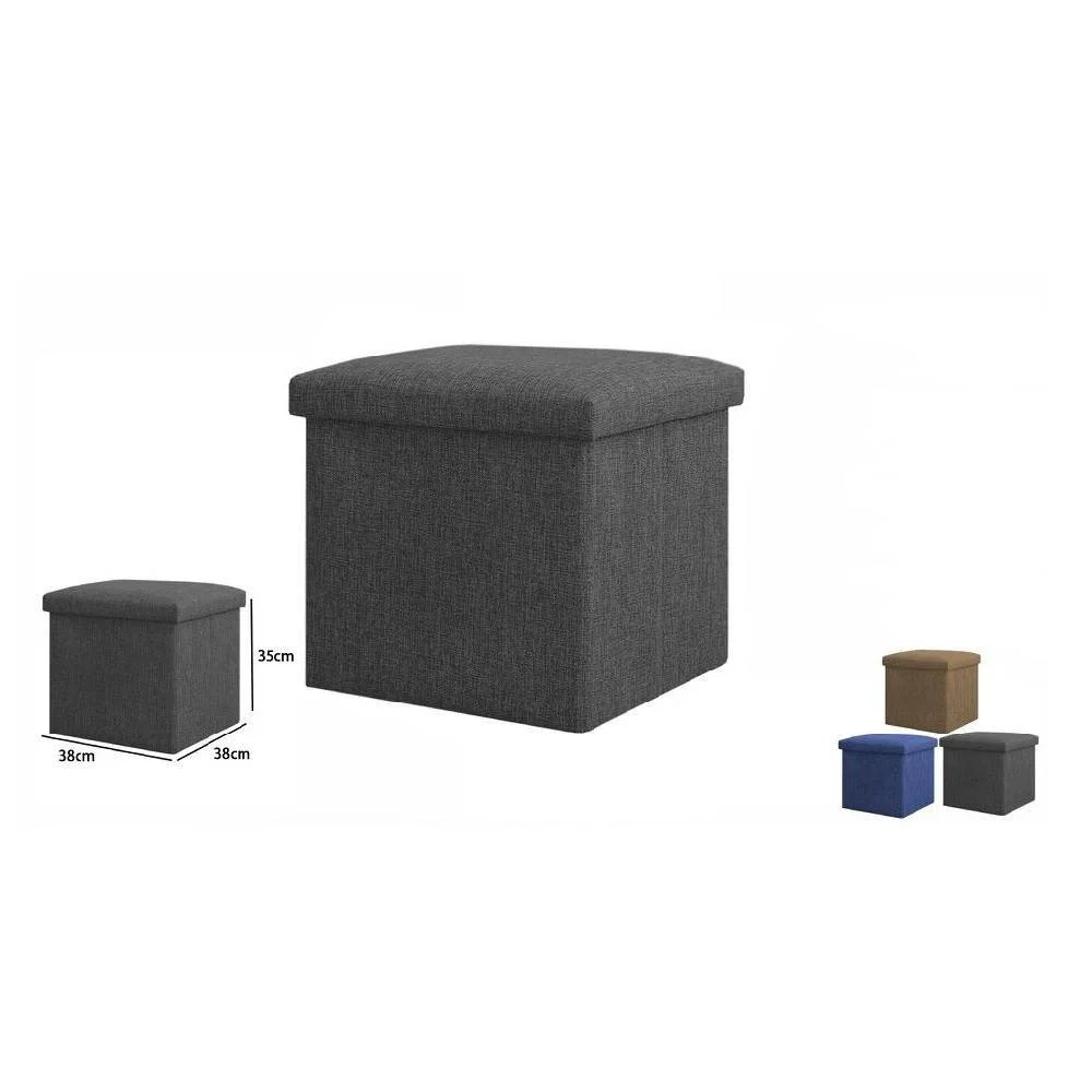 POUFF PUFF POUF CONTENITORE IMBOTTITO CON SEDUTA IN TESSUTO 38 X 38 X 35CM 69586 - TrAdE Shop Traesio
