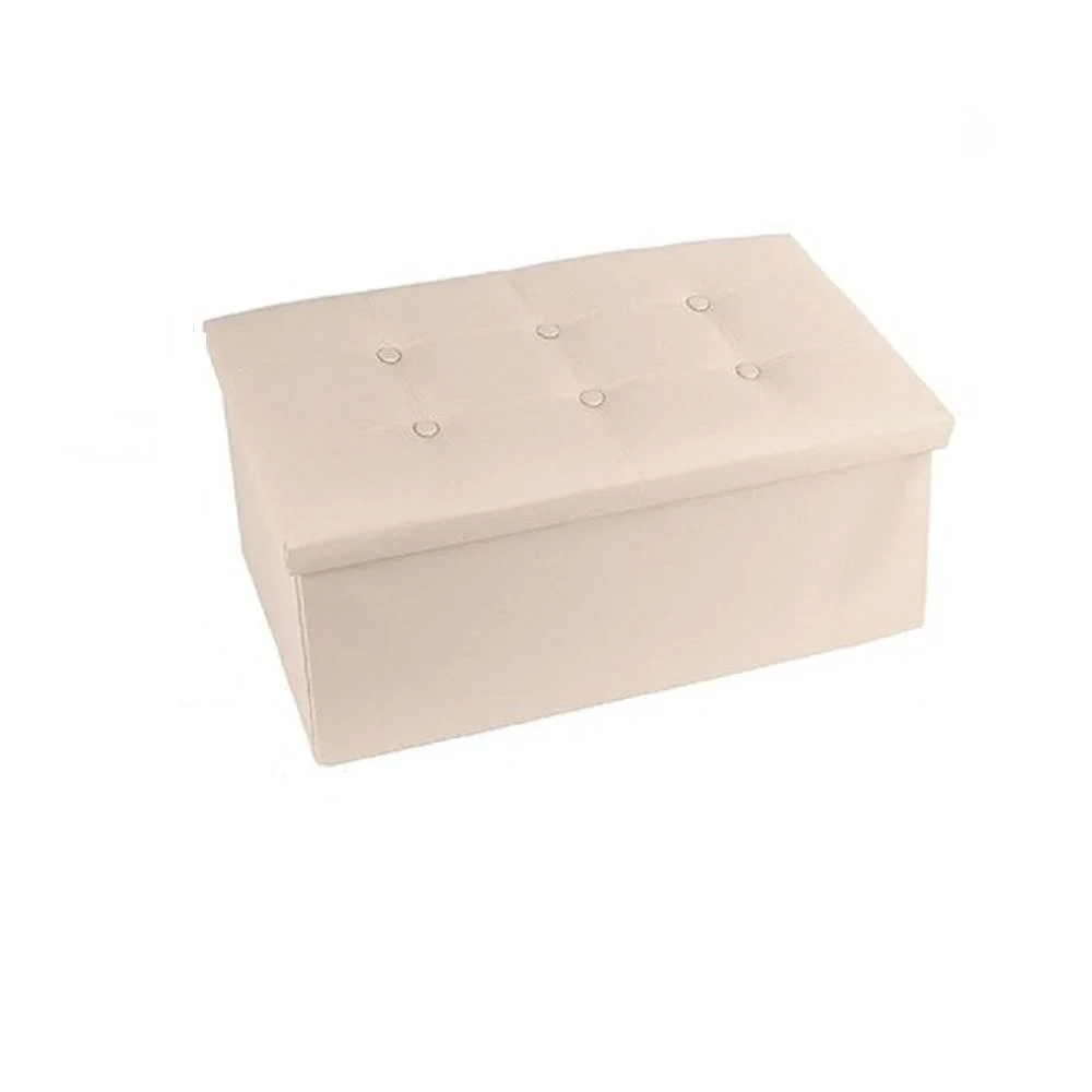 POUFF PUFF POUF CONTENITORE IMBOTTITO PORTA OGGETTI SEDUTA BEIGE 76X38X35CM - Cleafe