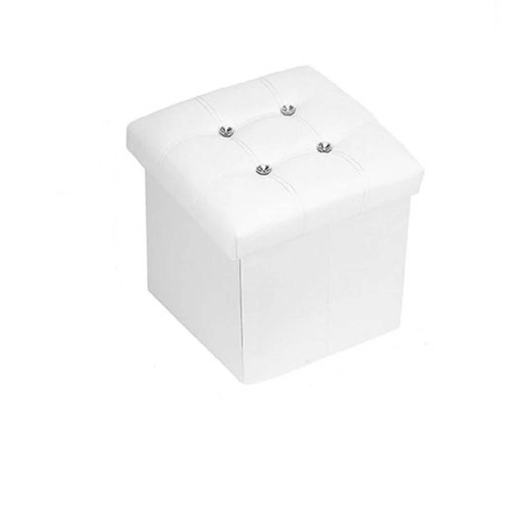 POUFF PUFF POUF CONTENITORE IMBOTTITO PORTAOGGETTI SEDUTA BIANCO 79434 30X30X30CM - TrAdE Shop Traesio