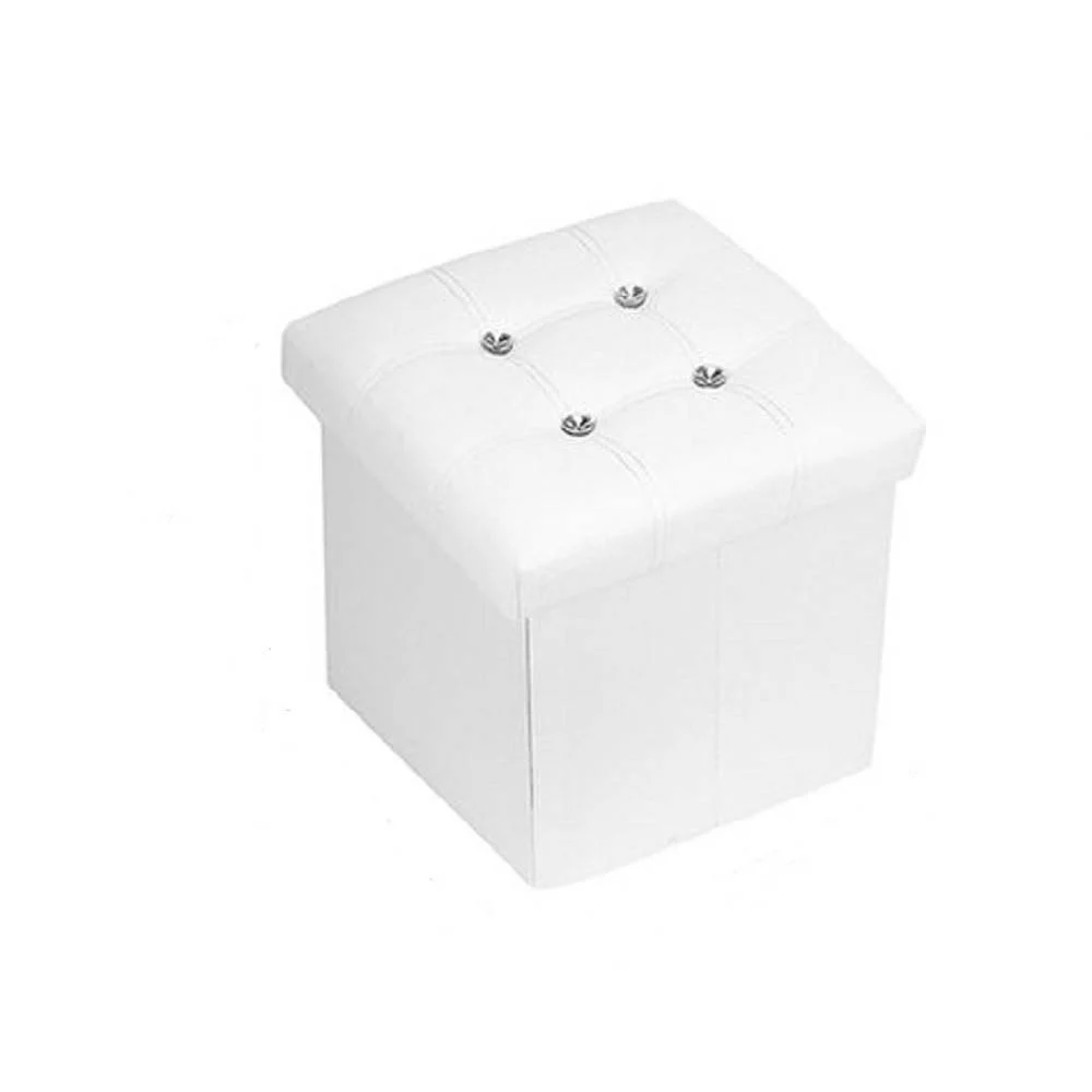 POUFF PUFF POUF CONTENITORE IMBOTTITO PORTAOGGETTI SEDUTA BIANCO 79436 38X38X35CM - Cleafe