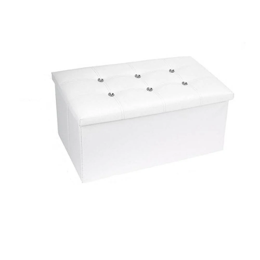 POUFF PUFF POUF CONTENITORE IMBOTTITO PORTAOGGETTI SEDUTA BIANCO 79438 76X38X35CM - Cleafe