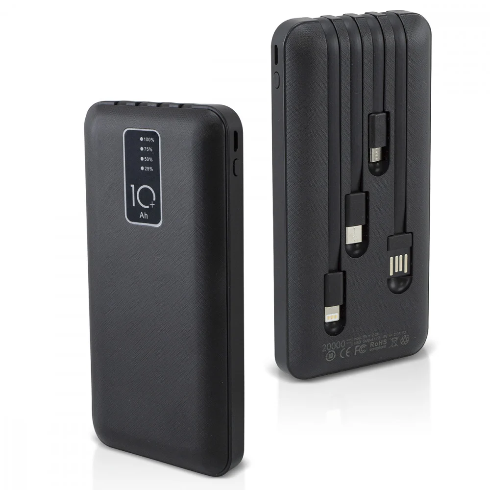 POWER BANK 20000mah CARICABATTERIE PORTATILE VELOCE CON 4 CAVI USB CARICA RAPIDA - TrAdE Shop Traesio