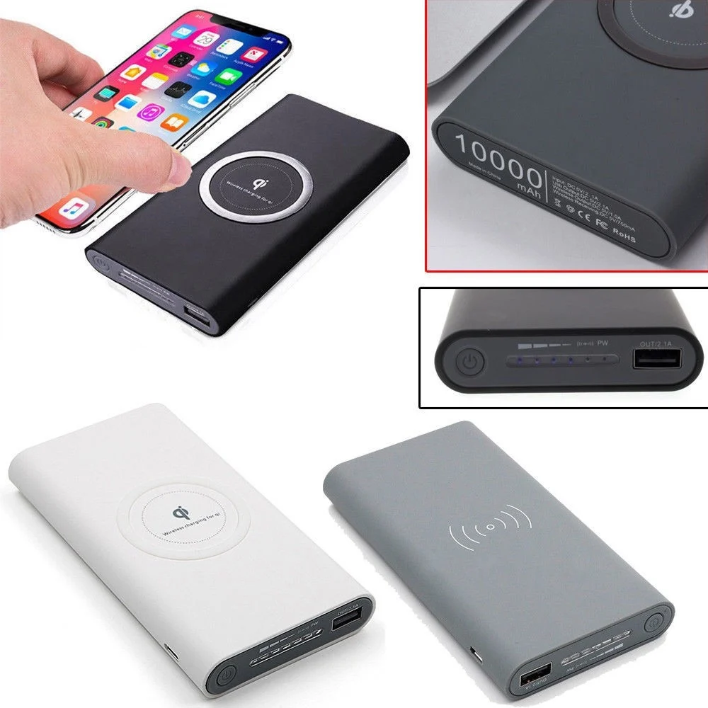 POWER BANK RICARICA WIRELESS FILO 10000mAh BATTERIA ESTERNA SMARTPHONE TABLET IP - TrAdE Shop Traesio