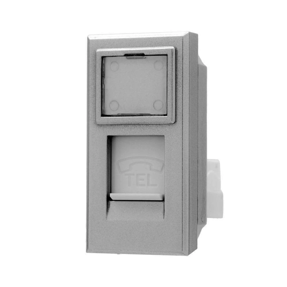PRESA TELEFONICA PLUG RJ11 SILVER COPERCHIO COMPATIBILE BTICINO AXOLUTE - TrAdE Shop Traesio