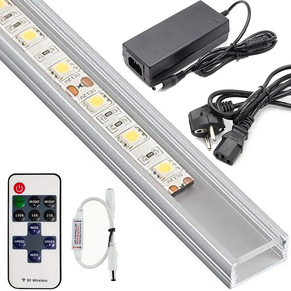 PROFILO BARRA ALLUMINIO IMPERMEABILE 1 METRO A 72 LED + ALIMENTATORE + DIMMER - TrAdE Shop Traesio