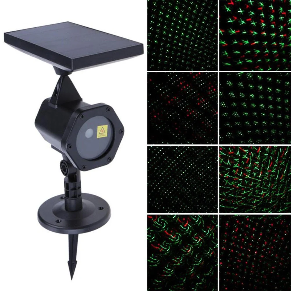 PROIETTORE LASER CON PANNELLO SOLARE NATALIZIO FASCIO LUCE VERDE ROSSO - TrAdE Shop Traesio