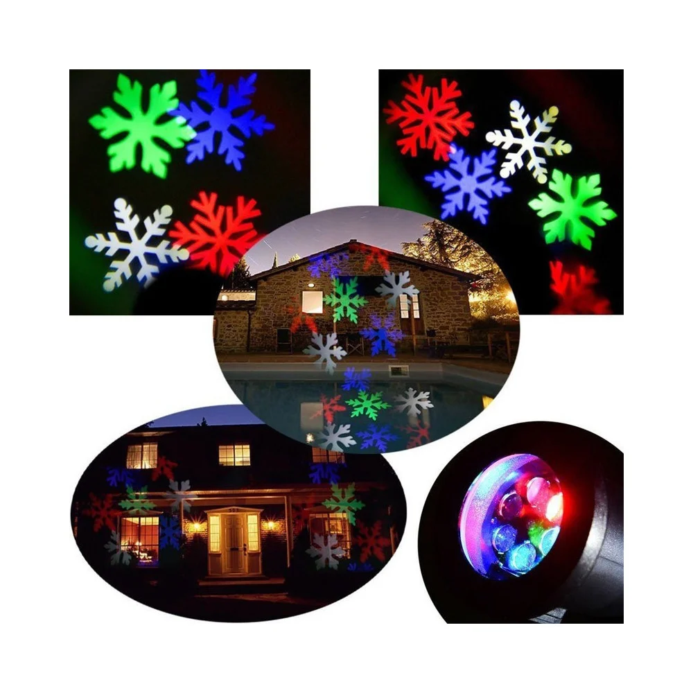 PROIETTORE LED EFFETTO FIOCCHI DI NEVE COLORATI RGB ADDOBBI NATALE PER INTERNO - TrAdE Shop Traesio