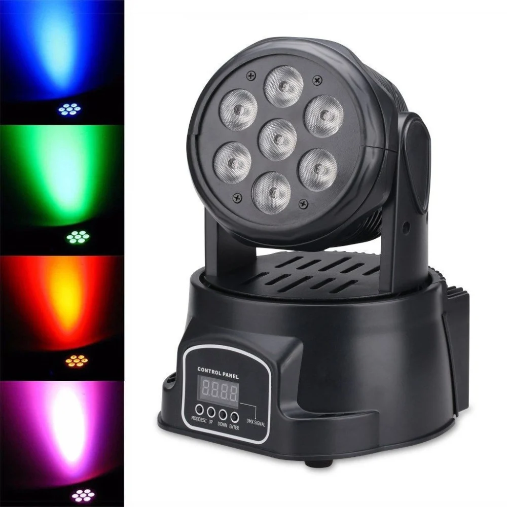 PROIETTORE LED RGB TESTA MOBILE ROTANTE EFFETTI DISCO DISCOTECA 7 LED WASH DMX - TrAdE Shop Traesio