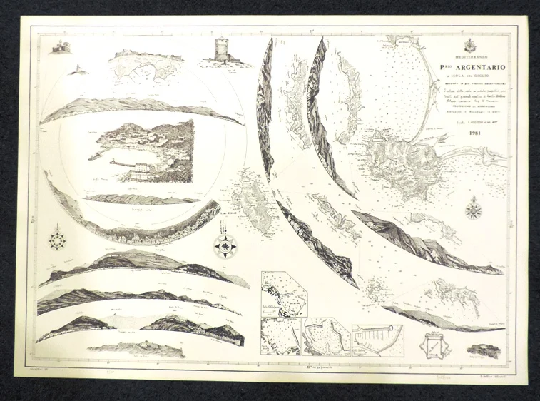 carta – promontorio argentario e isola del giglio – mediterraneo (1981) - Arredamento marinaresco