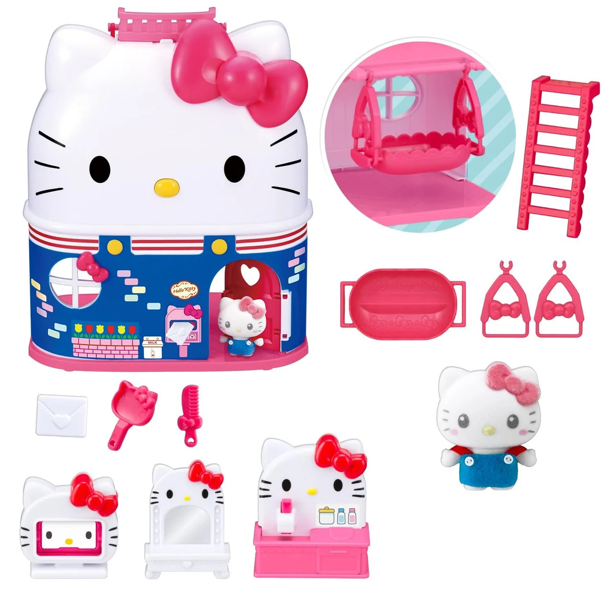 Sanrio playset casa grande di Hello Kitty con bambola e mobili, 3+, Puchitomo