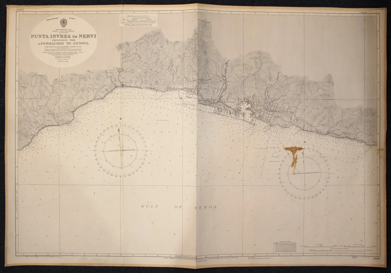 punta invrea to nervi including the approaches to genova n. 3909 (1969) - Carte nautiche, da pesca…