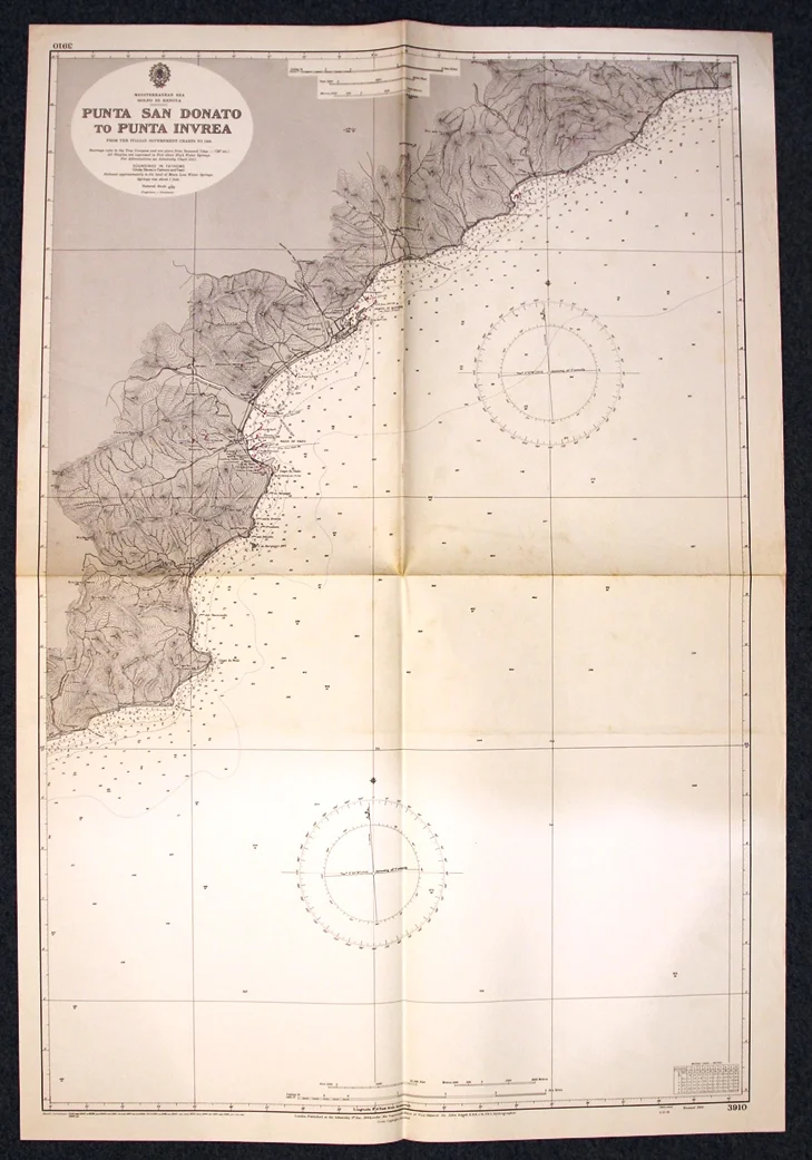 punta san donato to punta ivrea n. 3910 (1968) - Carte nautiche, da pesca…
