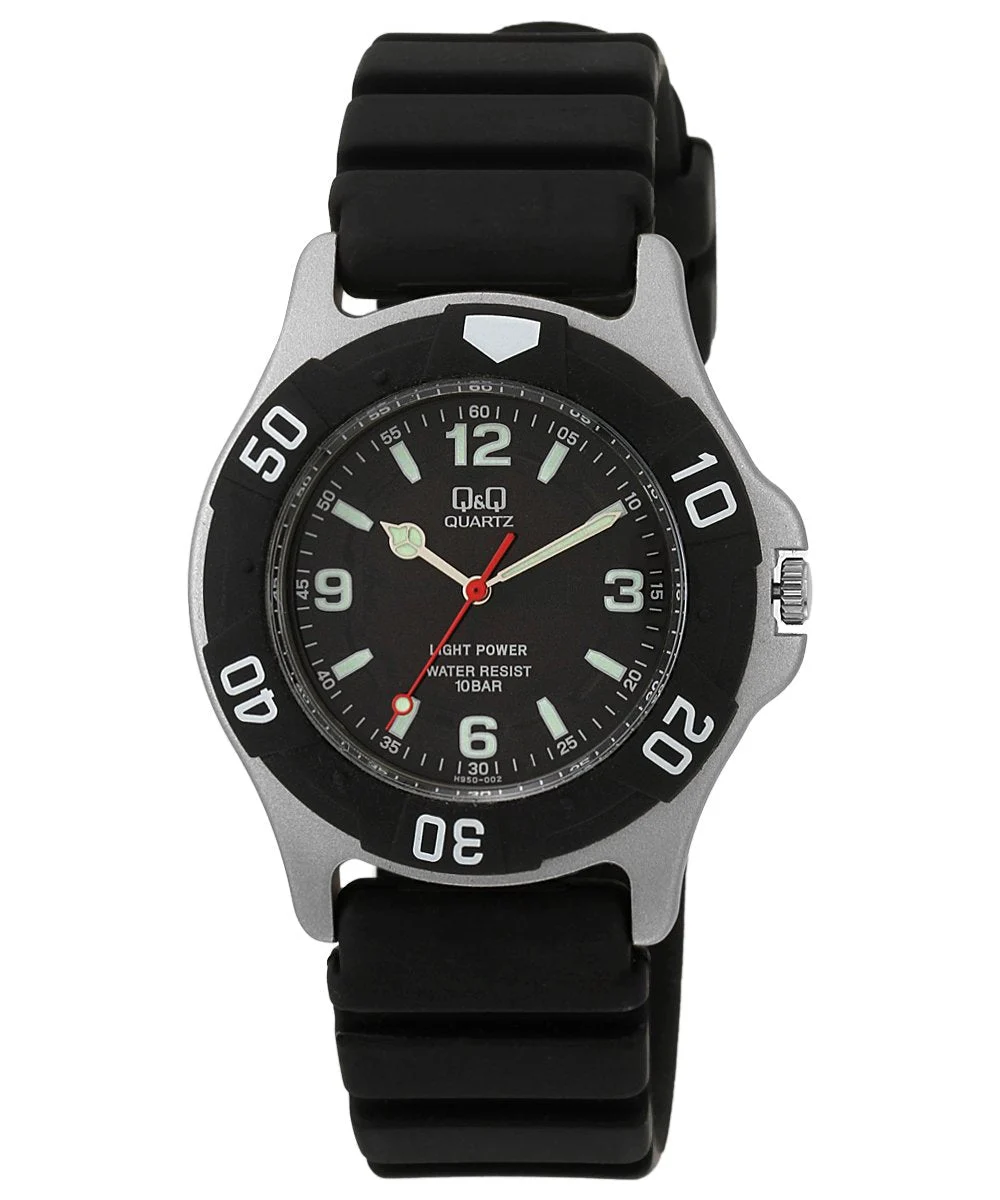 Q&Q Orologio Analogico Solare Nero 10ATM Resistente all'Acqua H950J002