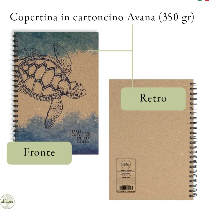 quadernone a righe spiralato “save our seas – tartaruga” - Prodotti vari