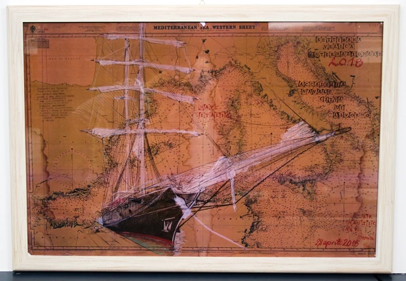quadro “carta nautica – nave italia” - Arredamento marinaresco