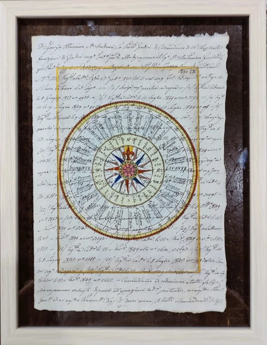 quadro “rosa dei venti su carta antica – tavola IX” - Arredamento marinaresco