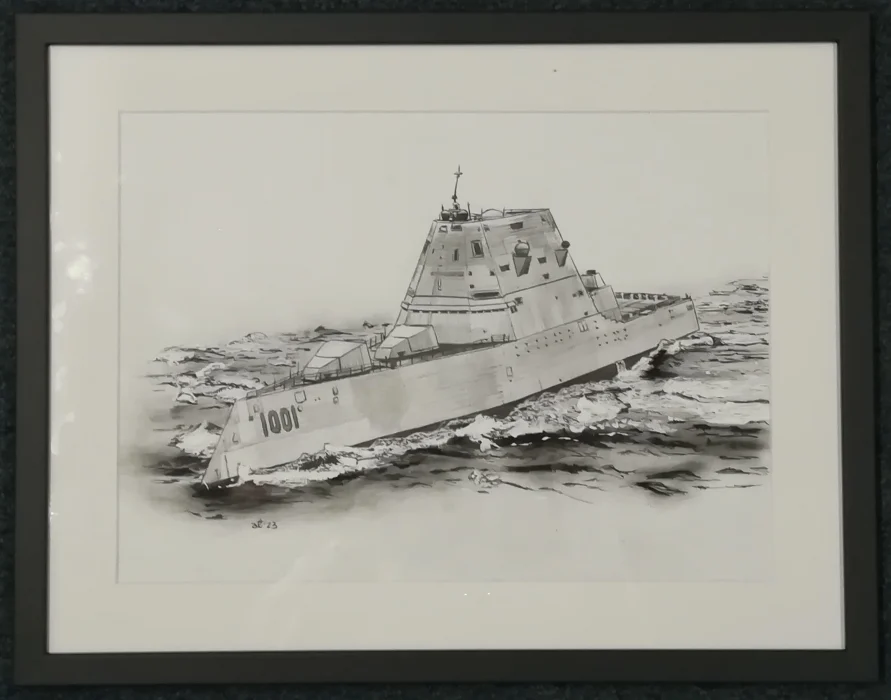 tecnica mista su carta “uss michael monsoor” - Arredamento marinaresco