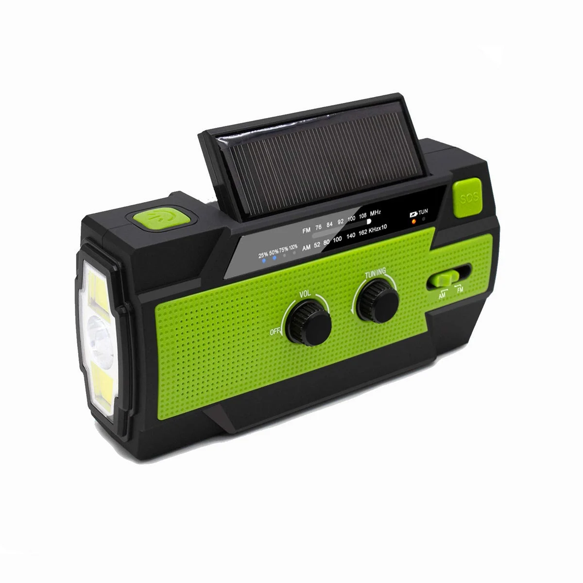 RABLISS Radio di Emergenza Multifunzionale Portatile AM FM Solare Verde 4000mAh