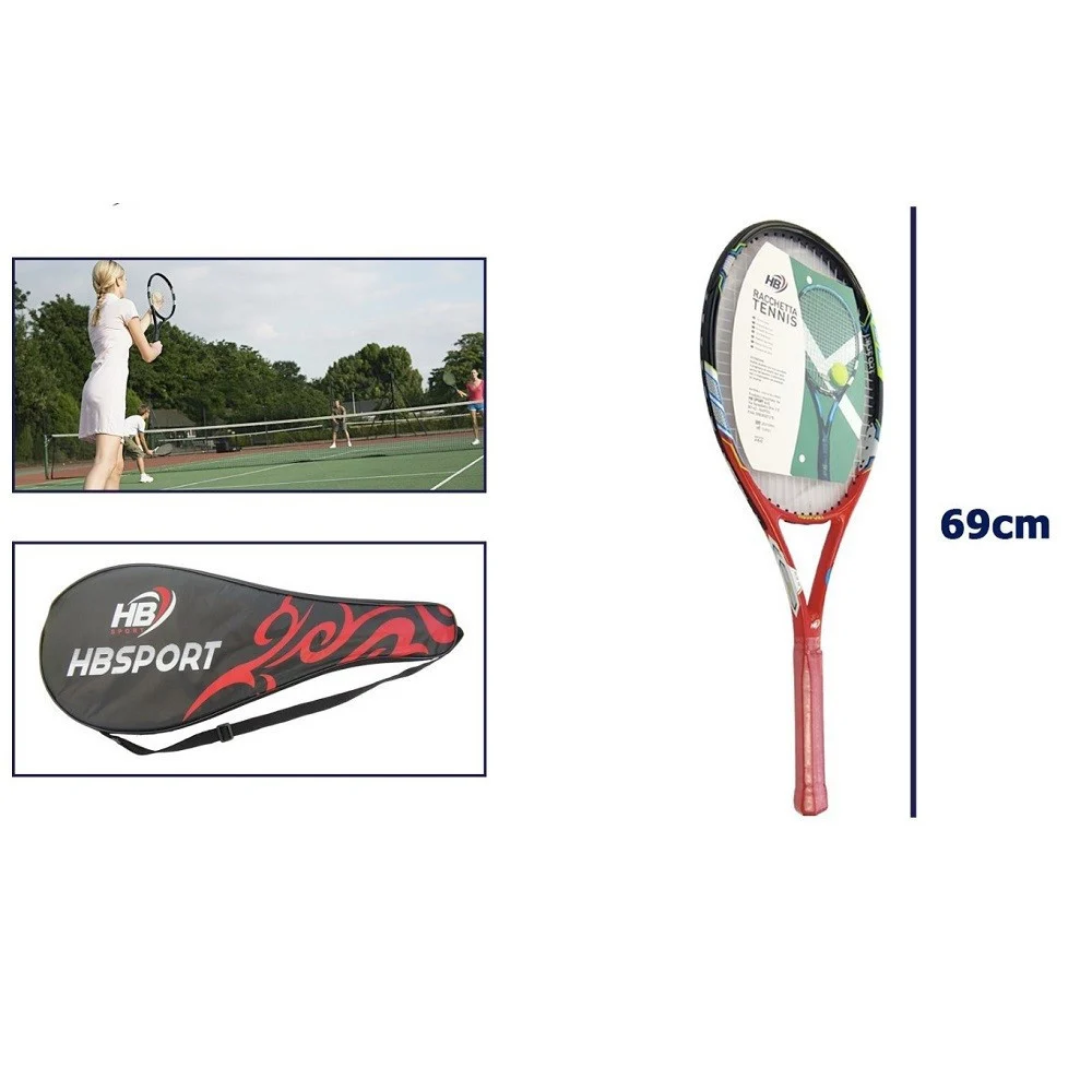 RACCHETTA DA TENNIS 69 CM ROSSA RESISTENTE ALLENAMENTO CON BORSA TRASPORTO 06037 - TrAdE Shop Traesio