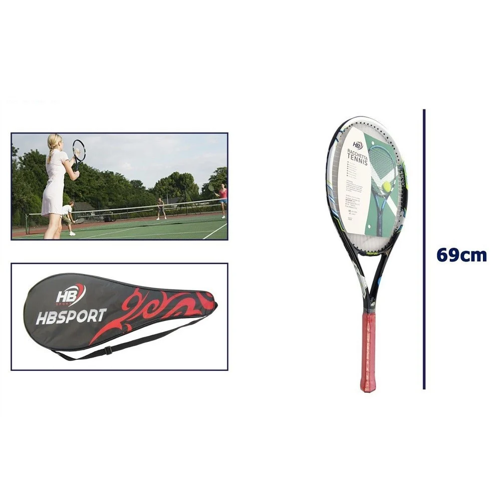 RACCHETTA DA TENNIS 69CM ROSSA NERA RESISTENTE ALLENAMENTO BORSA TRASPORTO 06039 - TrAdE Shop Traesio