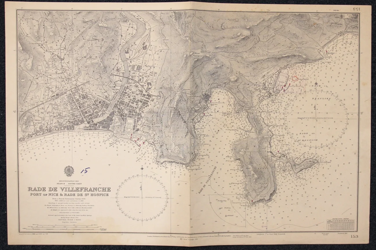 rade de villefranche – port of nice & rade de st. hospice n. 153 (1969) - Carte nautiche, da pesca…
