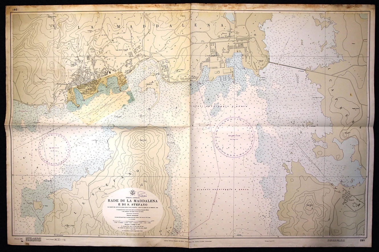 rade di la maddalena e di s. stefano n. 281 (1974) - Carte nautiche, da pesca…