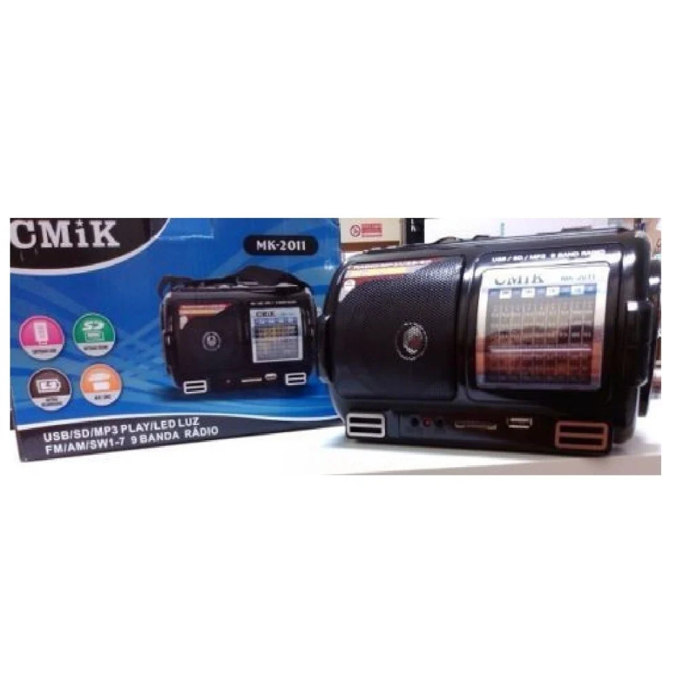 RADIO FM CASSA USB SD MP3 JACK AUX 9 BANDE CON TORCIA A LED NERO - TrAdE Shop Traesio