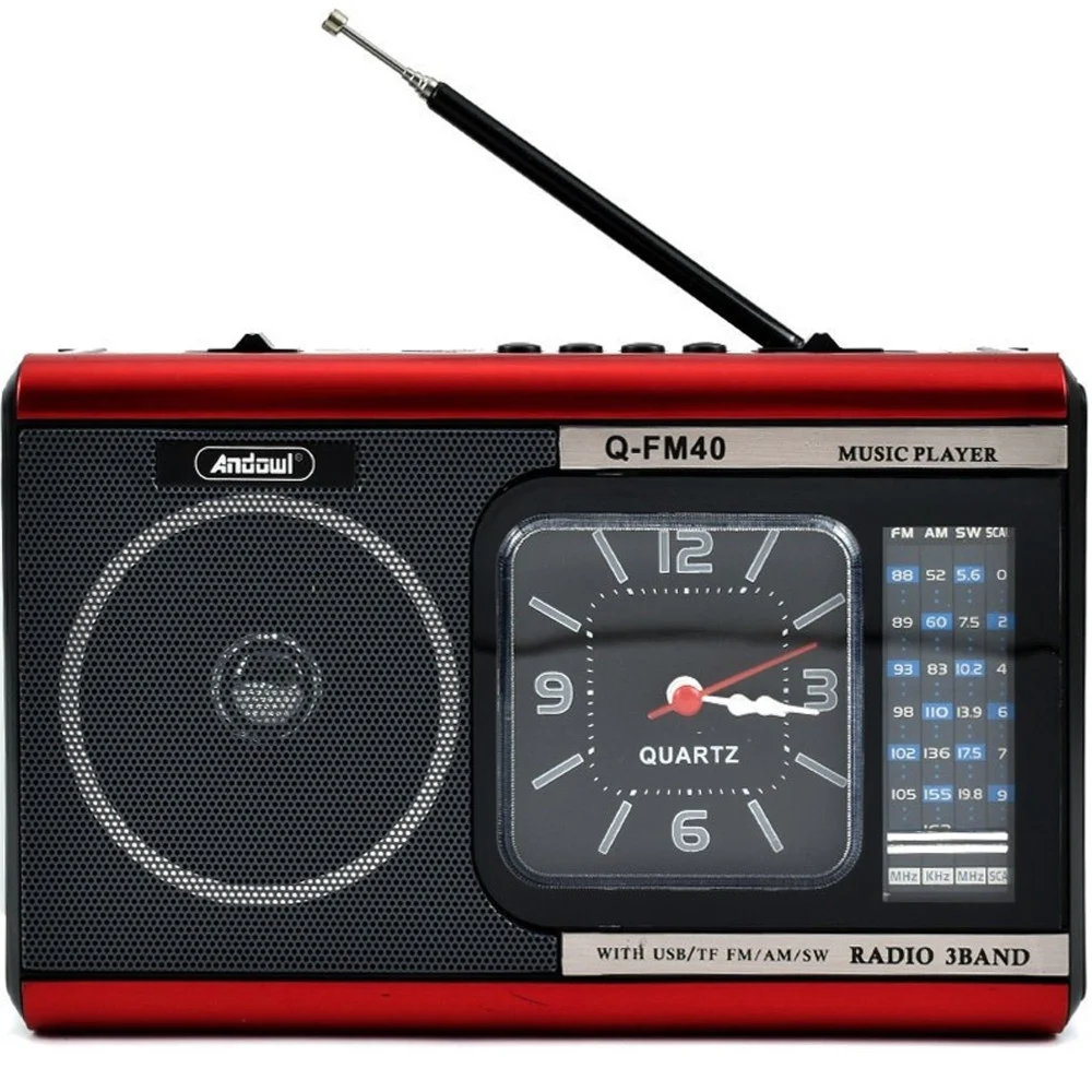 RADIO PORTATILE A BATTERIA USB SVEGLIA Q-FM40 ALTOPARLANTE BLUETOOTH CON TORCIA