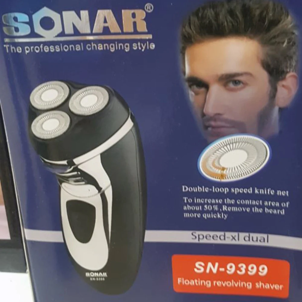 RASOIO DA BARBA CON DOPPIA VELOCITA' IMPERMEABILE RICARICABILE 3W 3 TESTINE - TrAdE Shop Traesio