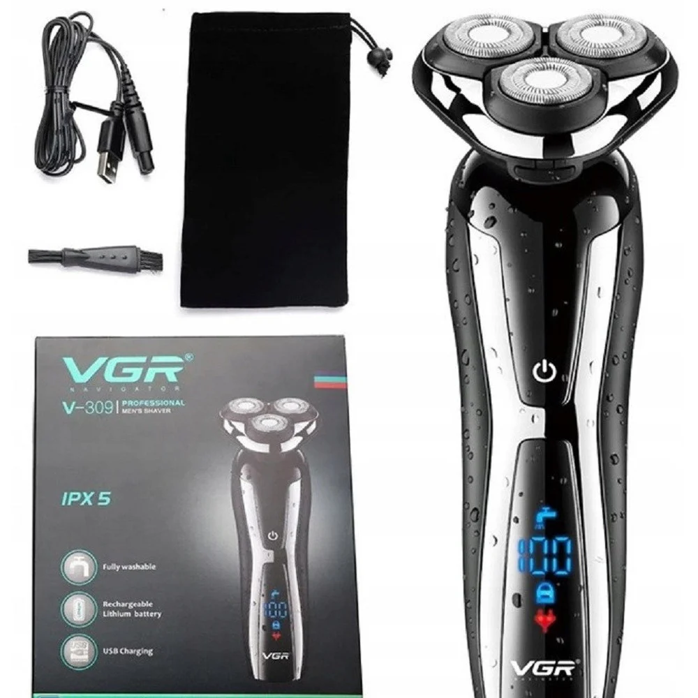 Rasoio Professionale VGR V-309 – Rotary Shaver Barber 3 Lame USB Impermeabile