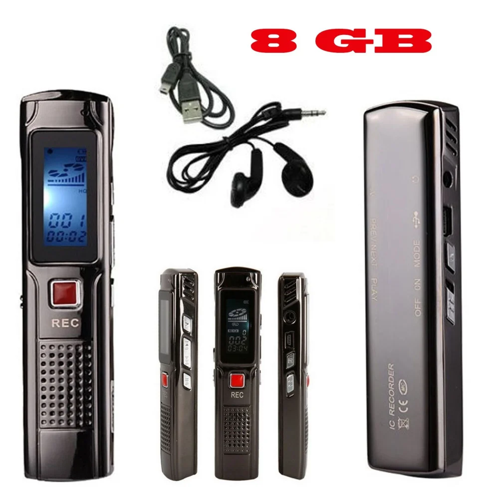 REGISTRATORE DIGITALE 8 GB USB VOCALE SPIA VOX RICARICABILE MINI ULTRASLIM - TrAdE Shop Traesio