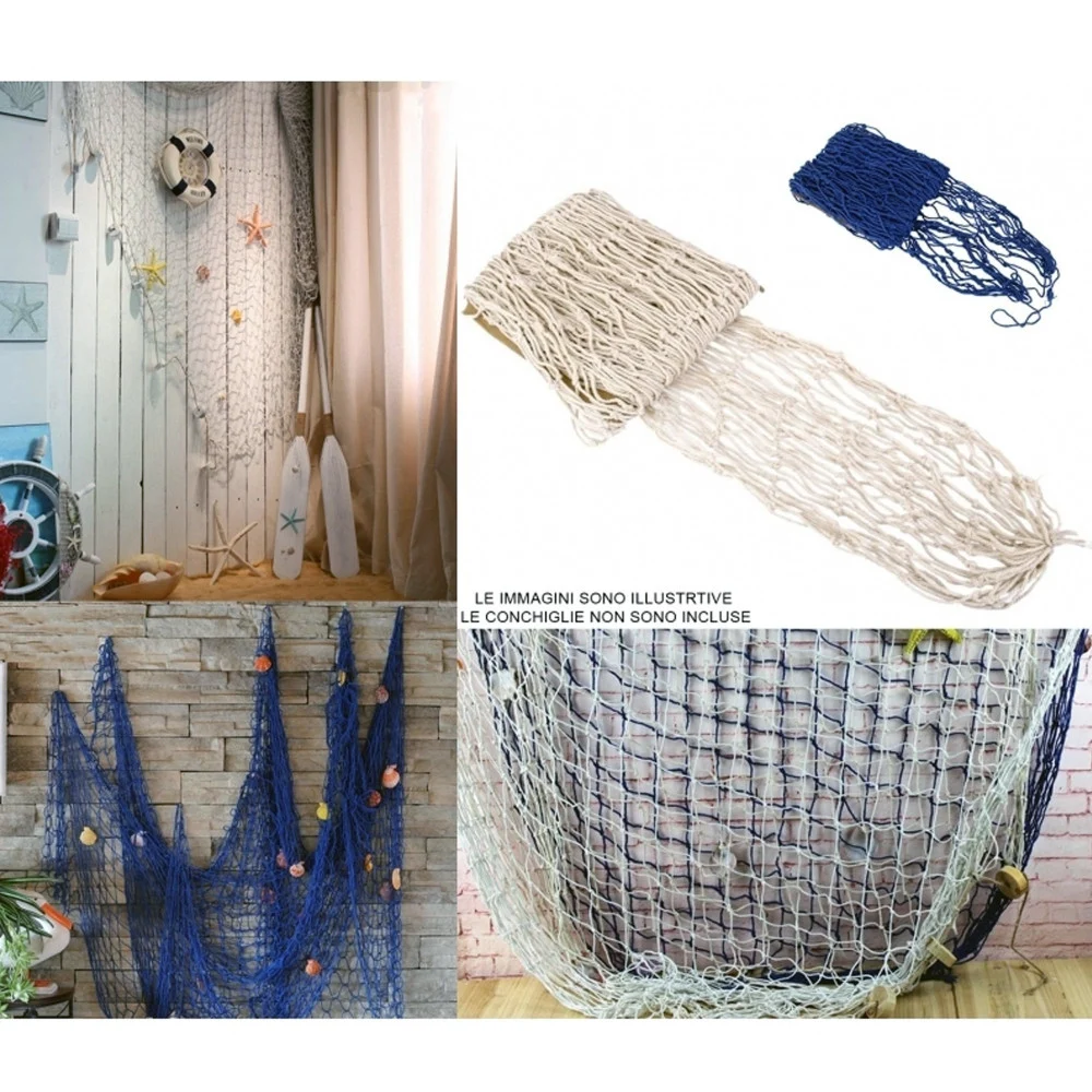 RETE PESCA DECORATIVA 150x200CM NAUTICA TEMA MARINO MARE CASA RISTORANTE WEDDING - TrAdE Shop Traesio