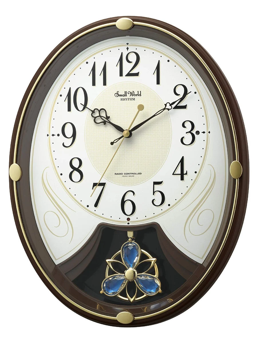 RHYTHM Orologio da Parete Elettrico con Onde 6 Melodie 4MN554RH06 Marrone - RHY]