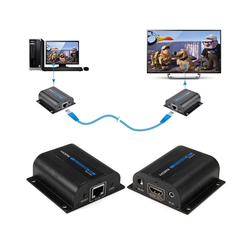RICEVITORE TRASMETTITORE HDMI EXTENDER CAT6 CAT 6 TX RX CONVERTITORE VIDEO HD - TrAdE Shop Traesio
