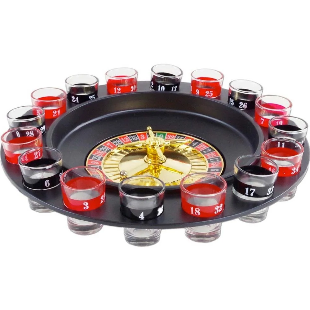 ROULETTE ALCOLICA GIOCO TAVOLO GIREVOLE GIOCO D'AZZARDO LIQUORE 16 BICCHIERINI - TrAdE Shop Traesio