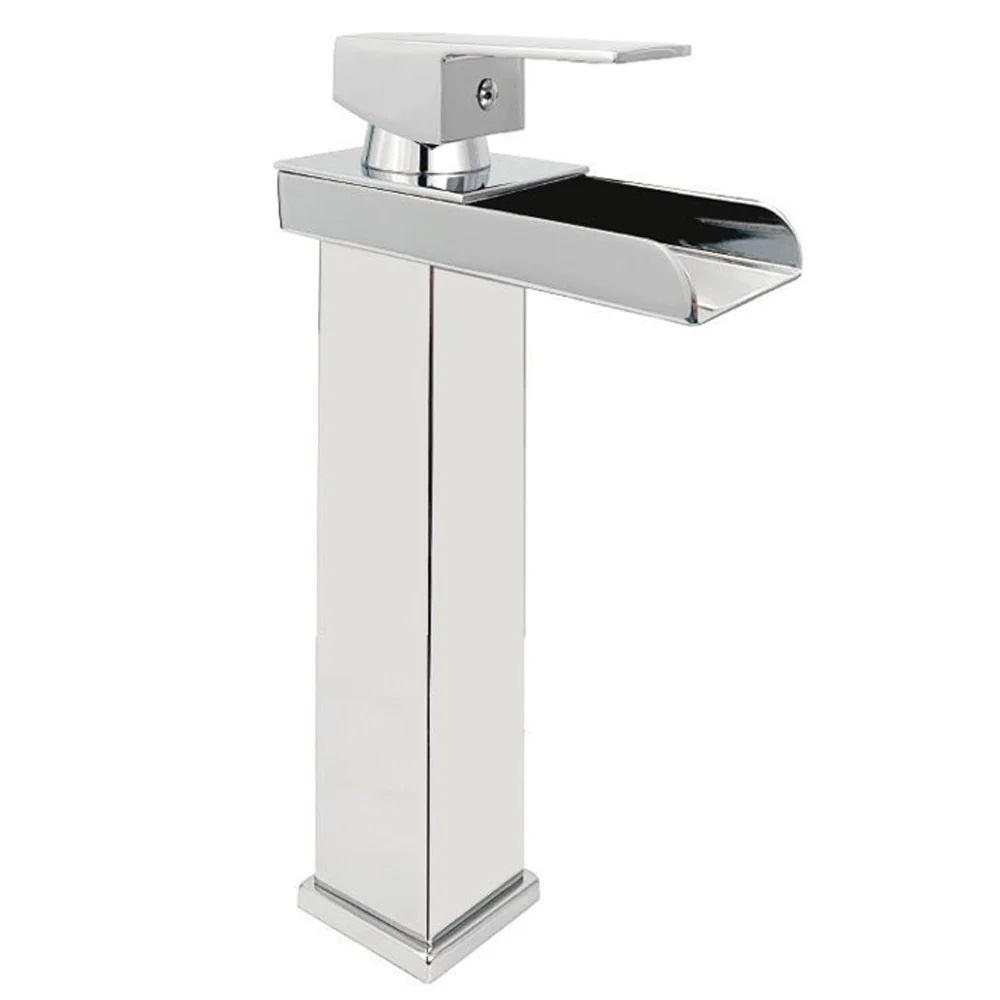 RUBINETTO BAGNO DESIGN MODERNO A CASCATA MISCELATORE MONOCOMANDO ALTO CROMATO - TrAdE Shop Traesio