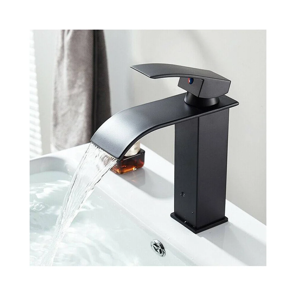 RUBINETTO BAGNO LAVABO MISCELATORE A CASCATA NERO OTTONE MONOCOMANDO MODERNO - TrAdE Shop Traesio