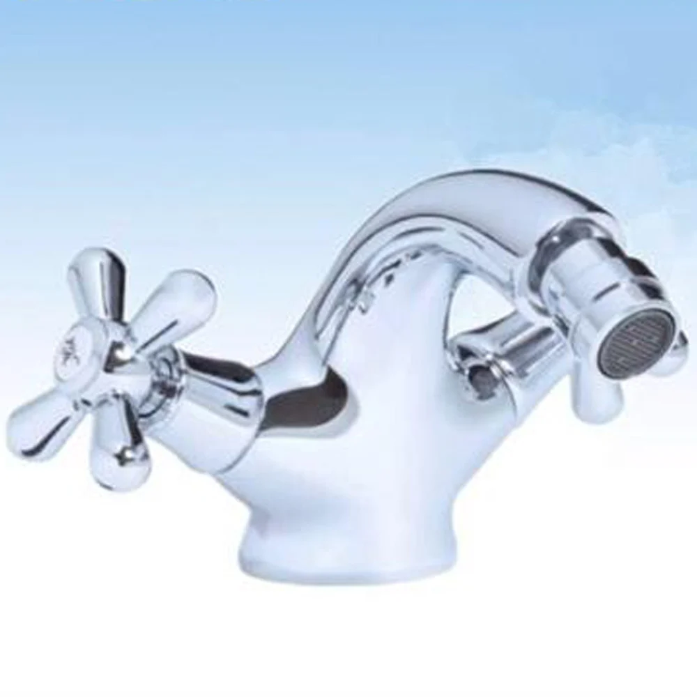 RUBINETTO BICOMANDO PER LAVABO D'APPOGGIO BIDET BAGNO CROCE VITE ACCIAIO CROMATO - TrAdE Shop Traesio