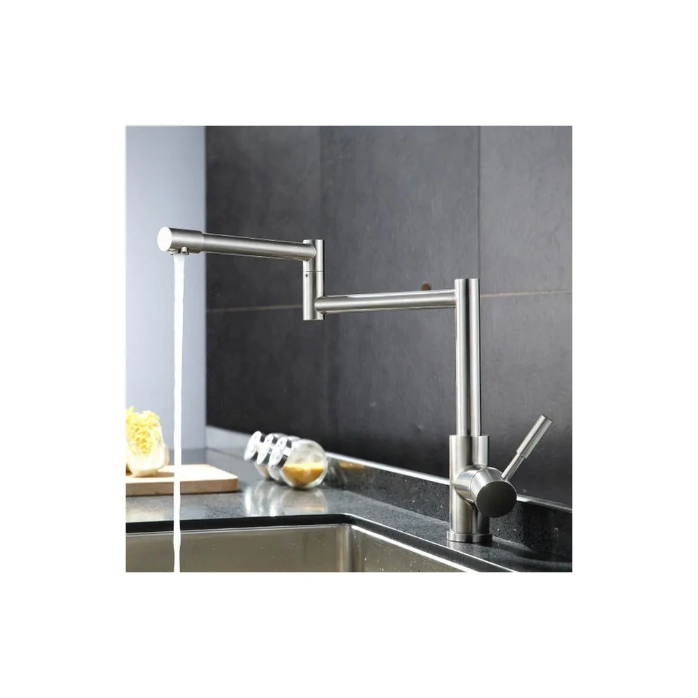RUBINETTO LAVELLO CUCINA PIEGHEVOLE MONOCOMANDO CON BRACCIO ESTENSIBILE - Cleafe