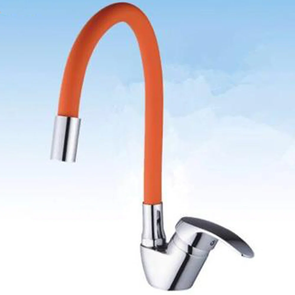 RUBINETTO MISCELATORE GIREVOLE PER LAVANDINO LAVELLO CUCINA COLORE CANNA ARANCIO - Cleafe
