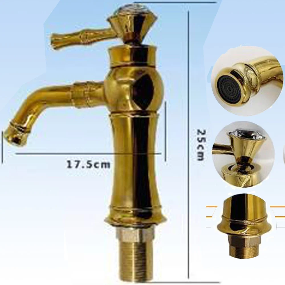 RUBINETTO MISCELATORE MONOCOMANDO LAVABO LAVELLO BAGNO CUCINA OTTONE DORATO ORO - TrAdE Shop Traesio