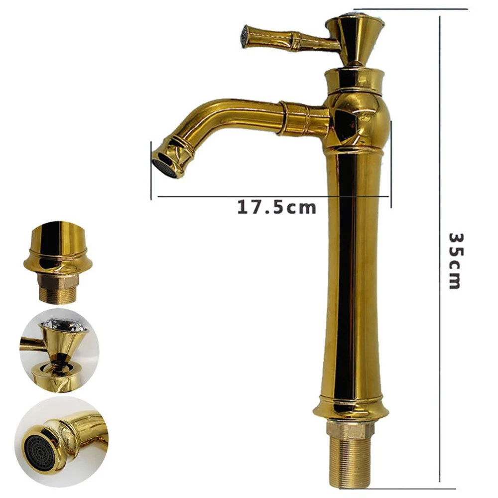RUBINETTO MISCELATORE MONOCOMANDO LAVABO LAVELLO CUCINA ALTO OTTONE DORATO ORO - Cleafe