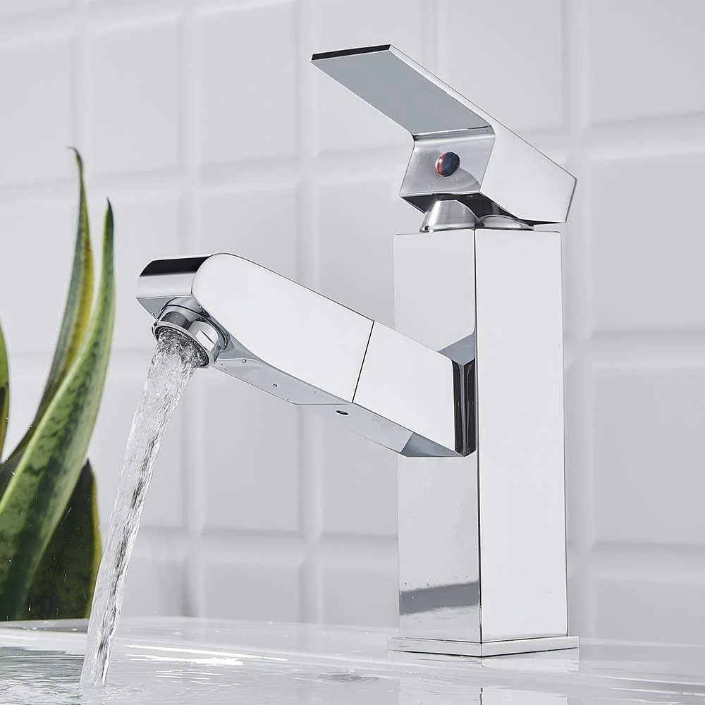 RUBINETTO MISCELATORE PER LAVANDINO LAVABO CROMATO CON DOCCETTA ESTRAIBILE - Cleafe